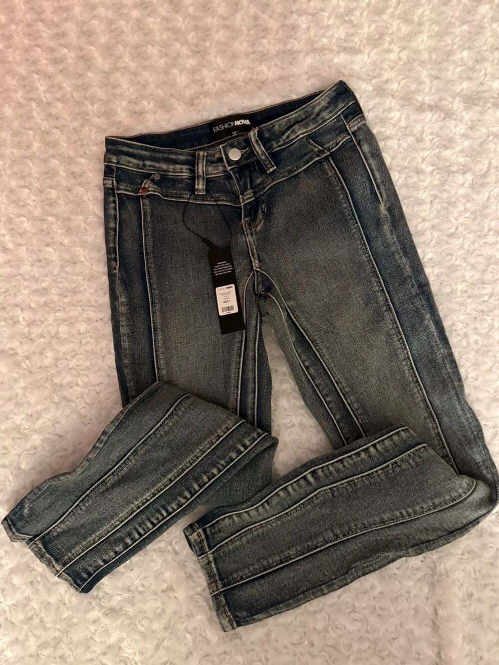 Fashion Nova Front Seam Acid Wash Skinny Jeans